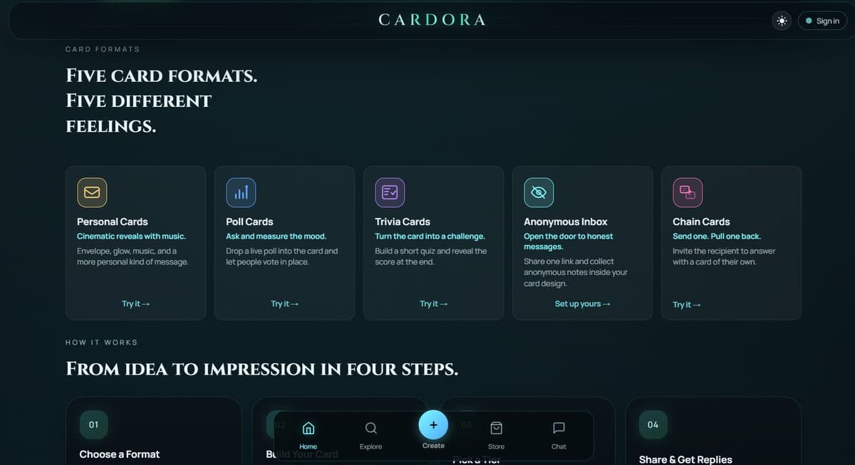 Cardora screenshot
